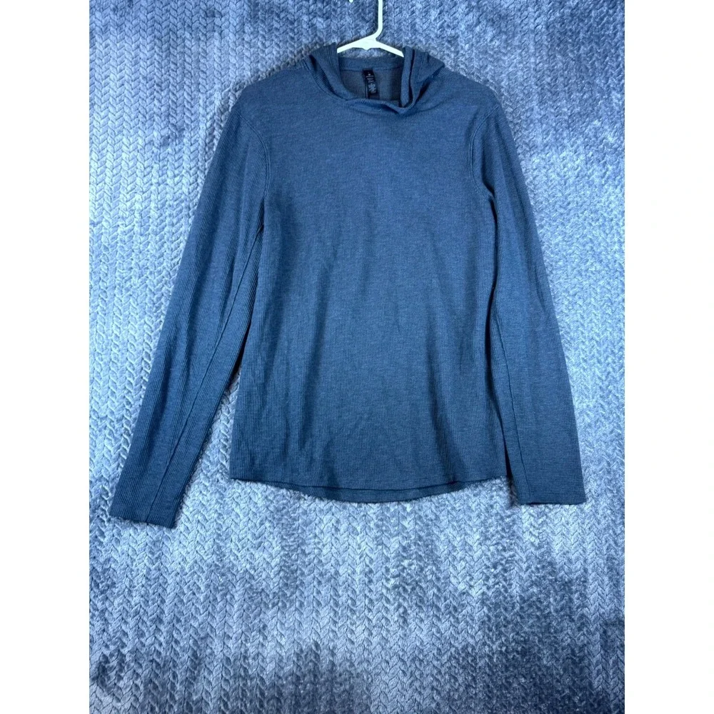 Lululemon Shift Stitch Hoodie Mens Small Slate Blue Waffle Knit Sweat Wicking